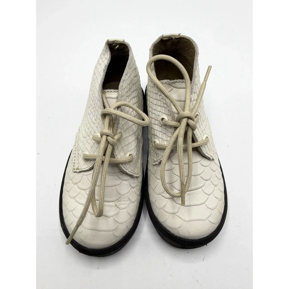 AKID Leather Faux Snakeskin Shoes White Black Toddler Size 8C